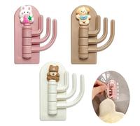 3PCS Adorable Cartoon Hooks for Wall and Door, Self Adhesive Hooks, Hanging Hook, 3-Hook Design for Coat Hangers, Keys, Towels, Bathroom and Bedroom, Practical Home Essentials, Stick-On Wall Holder