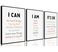 3Pcs Affirmations For Kids Wall Art Nursery Wall Decor Daily Inspirational Quotes Prints Posters Kids Bedroom Canvas Painting I Am I Can Words Pictures for Classroom Bedroom Unframed 08x12inch