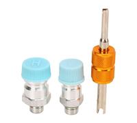 3pcs Air Conditioning Valve Core Kit, Universal AC System Seal Caps for 508 Car AC Compressor Seat, Metal Valve Core Cap Kit with Tool for Automotive Refrigeration Repair