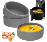 3Pcs Air Fryer Egg Mould Silicone Pudding Moulds 4×1.3 Inch Nonstick Round Cupcake Pan Temperature Resistant Multifunctional Ramekins for Air Fryer to Make Mini Pie Crusts Egg Muffins (grey)