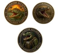 3PCS Alligator Alcatraz Inmate Mugshot Challenge Coin, Alcatraz Prison Memorabilia, Unique Florida Everglades “Prison Break” Humor Collectible, Funny Crime History Souvenir, Gator Jail Challenge Coin