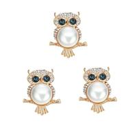 3pcs Alloy Creative Owl Shaped Brooch Lovely Colorful Oil Droped Breastpin Clothes Decoration Golden