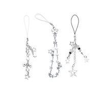 3pcs Alloy Phone Chain with Butterfly Star Charm Keychain Accessory Bag Pendant Decoration Daily Use Trendy Phone Chain Set