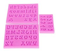 3Pcs Alphanumeric Silicone Mold Making Uppercase Lowercase for DIY Cake Clay Chocolate Baking Decorating Pink Nonstick Molds 4.9x3.9in