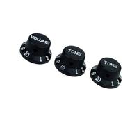 3pcs Aluminum Alloy Electric Guitar 1V2T Volume Knob Bass Potentiometer Accessories Guitar Knobs For Adult Beginners(3 BK)
