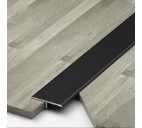 3Pcs Aluminum T Molding Floor Transition Strip 2.9ft Long, Floor Door Divider Strip Flooring Edge Trim Floor Cover Strips for Tile, Wood, Laminate Joins Gap(Matte Black,1cm x 270cm (3 * 90cm))