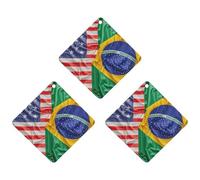3PCS American And Brazilian Flags Car Air Freshener Hanging Scented Cards Cute White Car Fresheners Long Lasting New Cars Scents for Women Men Natural Air Freshener with Lanyard Automotive Freshies