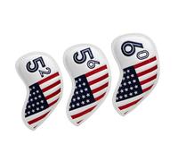 3pcs American Flag Golf Wedge Head Cover, US Flag Wedge Covers Set 52 56 60 for Taylor Made, Ping, Callaway, Mizuno - Premium Leather Golf Iron Club Head Cover Headcover for Men