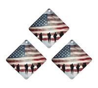 3PCS American Flag Veterans Day Car Air Freshener Hanging Scented Cards Cute Gray Car Fresheners Long Lasting New Cars Scents for Women Men Natural Air Freshener with Lanyard Automotive Freshies