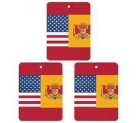 3PCS American Spain Flag Car Air Freshener Hanging Scented Cards Cute White Car Fresheners Long Lasting New Cars Scents for Women Men Natural Air Freshener with Lanyard Automotive Freshies