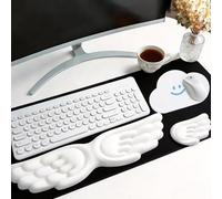 3PCS Angel Wings Keyboard Wrist Rest,Mouse Hand Support,Cloud Mouse Pad Set