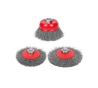 3Pcs Angle Grinder Wire Wheel Brush Kit, 3" Cup + 4" & 4.5" Disc Brushes for Heavy Duty Rust Remover, Metal Surface Cleaner Fits Grinders & Drills