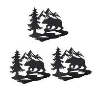 3pcs Animal Ornaments Iron Wall Sculpture Owl Black for Home Office