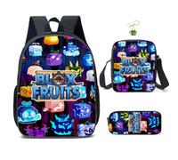 3Pcs Anime Game Backpack,16in 3D Printed Cartoon School Bags for Elementary and Middle School Students and Game Fans Teens Birthday Gift. (D)