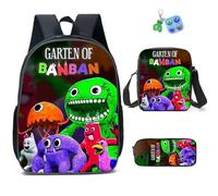 3Pcs Anime Game Banban Backpack Set with Keychain,16in 3D Printed Friend Cartoon Lunch Bag High Capacity Schoolbag Boy And Girl Schoolbag. (A)