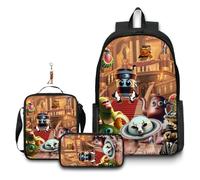 3Pcs Anime Game Italian Backpack with Keychain,16in 3D Printed Cartoon School Bags for Elementary and Middle School Students and Game Fans Teens Birthday Gift. (N)