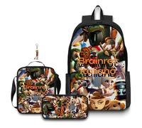 3Pcs Anime Game Italian Backpack with Keychain,16in 3D Printed Cartoon School Bags for Elementary and Middle School Students and Game Fans Teens Birthday Gift. (G)