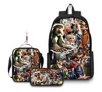 3Pcs Anime Game Italian Backpack with Keychain,16in 3D Printed Cartoon School Bags for Elementary and Middle School Students and Game Fans Teens Birthday Gift. (F)