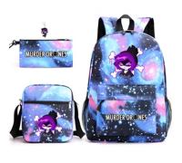 3Pcs Anime Nylon Backpack with Keychain,17in 3D Printed Cartoon School Bags High Capacity Schoolbag for Elementary and Middle School Students and Game Fans Teens Birthday Gift. (C)