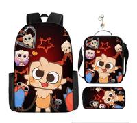 3Pcs Anime World Backpack Set with Keychain,16in 3D Printed Cartoon Lunch Bag High Capacity Schoolbag Boy And Girl Schoolbag.