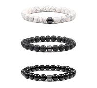 3Pcs Anti Alcohol Bracelet, Sobriety Bracelet, Elastic Adjustable Magnetic Bracelets for Women, Stop Drinking Alcohol Bracelets, Reduce the Urge to Drink & Cravings (Black + White)