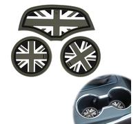 3pcs Anti-Slip Soft Silicone Car Cup Holder Coasters Union Jack UK Flag Style, Compatible with Mini F55 F56 F60 - Durable, Waterproof Vehicle Cup Mats for Drinks
