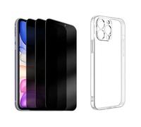 3Pcs Anti-Spy Tempered Glass+1Pcs Phone Case Set，For iPhone 16 13 14 15 Pro Max Screen Protector Protective Film (For iphone 16 Plus)