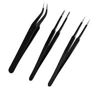 3pcs Anti-Static Precision Tweezers Set Modelling Tweezers for Crafting Include Needle Nose Thin Curved Tweezers for Electronic Repair, Handicraft, Laboratory, Jewelry Manufacturing etc