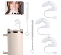 3pcs Anti Wrinkle Straw Covers, Dust-Proof Silicone Straw Topper Cap, 40°Inclined Opening Design Wrinkle Free Straw Cover Reusable Straw Tips Lids for Stanley Tumbler 40oz 30oz