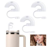 3pcs Anti Wrinkle Straw Stoppers for Stanley Tumbler, Silicone Straw Toppers Cap Reusable Wrinkle Free Straw Cover Dust-Proof Straw Tips Lids for 10mm Straws Cup Accessories