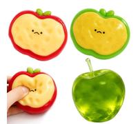 3Pcs Apple Squishy Set, Green Apple and Smiley Apple Squishies, Portable Squeeze Set for Quiet Hand Activity, Green and Red Apple Squishy Set