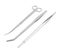 3Pcs Aquascaping Tools, Stainless Steel Aquarium Plant Tools with Straight & Curved Tweezers and Curved Scissors for Aquatic Plant Care & Tank Maintenance - Aquascape