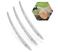 3Pcs Arc Edge Reciprocating Saw Blade Chrome Vanadium Steel for Tree Trimming, Wood Cutting 6TPI 14.4 Inch Wood Pruning Reciprocating Saw Blades Set for Cutting Wet and Dry Wooden Branches (Silver)