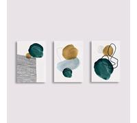 3pcs Art Pictures Nordic Style Canvas Painting Abstract Watercolor Green Blue Yellow Geometric Pictures Poster for Home Room 60x80cmx3 No frame