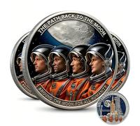 3pcs Artemis II Lunar Mission Commemorative Coin Apollo Moon Landing, Space Exploration Collectible Coins Memorabilia for Collector, Astronomy Enthusiast Collectibles, Desktop Ornaments