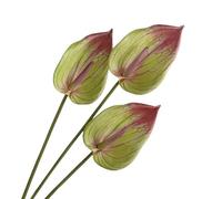 3Pcs Artificial Anthurium Lily Flowers for home decor dining table centerpiece prom party decor (Green)