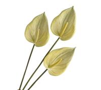 3Pcs Artificial Anthurium Lily Flowers for Home Decor Dining Table Centerpiece Prom Party Decor (Yellow)