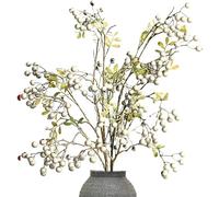 3Pcs Artificial Berry Stems Fake Berries Lifelike Red Berry Picks with Green Leaves Artificial Berry Plants Table Centerpiece for Christmas Tree Wedding Holiday Decor White, Berry Stems