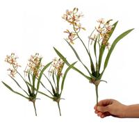 3pcs Artificial Cymbidium Orchid, Faux Silk Orchid Stems for Vase Decor