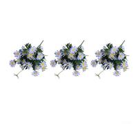 3pcs Artificial Daisy Bouquets, 24 Head Silk Flowers 32cm, Vibrant Fake Flower Stems for Home Office Decor, Low Maintenance(Blue)