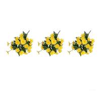 3pcs Artificial Daisy Bouquets, 24 Head Silk Flowers 32cm, Vibrant Fake Flower Stems for Home Office Decor, Low Maintenance(Yellow)