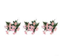 3pcs Artificial Daisy Bouquets, 24 Head Silk Flowers 32cm, Vibrant Fake Flower Stems for Home Office Decor, Low Maintenance(Pink)