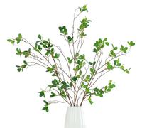 3PCS Artificial Ficus Branches, 43.3inch Artificial Greenery Stems Faux Ficus Twig Plants Fake Leaf Spray Green Branches for Tall Vase Home Garden Wedding Office Decor