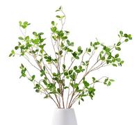 3Pcs Artificial Ficus Branches Long Stems Fake Greenery Plant 43.3inch | Green Eucalyptus Branches Ficus Twig Plants Bushes Olive Tree Foliage Shrubs for Vase Filler Home Wedding Office Decor