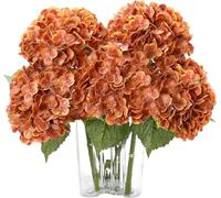 3pcs Artificial Hydrangea Flowers Fake Hydrangeas for Weddings Home Decor | Fall Orange Hydrangea Artificial Flowers Fake Hydrangeas Real Touch Hydrangea Flower Bouquet for Parties Party Office Decor