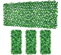 3PCS Artificial Ivy Fence Screening, (120x30cm to 22x285cm) Large Expandable Garden Trellis Panel, Artificial Hedge Screening with Ivy Leaf, Privacy Fence Screen for Garden Balcony Outdoor Decor