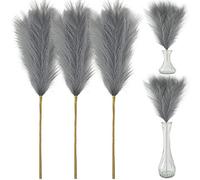 3pcs Artificial Pampas Grass Stems 70cm/27" Fake Fluffy Dried Pampas Grass Branches Stems Plants Bouquet Vase Filler, for Wedding Kitchen Living Room Bedroom Aesthetic Bohemian Home Decor