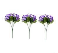 3pcs Artificial Pansy Flowers for Indoor Windowsill Decor Outdoor Hanging Baskets Garden Beds and Patio Containers (Purple)