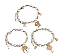 3PCS Artificial Pearls Pet Necklace with Concentric Adjust for Cats Small Dogs Chinese New Year Theme Collar Elegant Pet Necklace