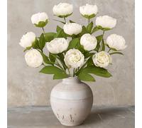 3Pcs Artificial Peony Flowers Faux Silk Peonies Fake Flowers Stems for Vase | Bulk Fake Peonies Branches with Single Long Plastic Stems, Realistic Artificial Flowers for DIY Bouquet Wedding Home Decor
